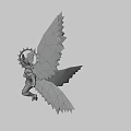 Game Fantasy Character With Intricate Patterned Wings And Gear Shaped Headpiece