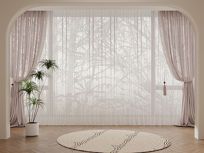 Modern universal curtain fabric curtain gauze curtain 3d model