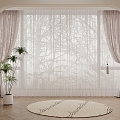 Modern universal curtain fabric curtain gauze curtain 3d model