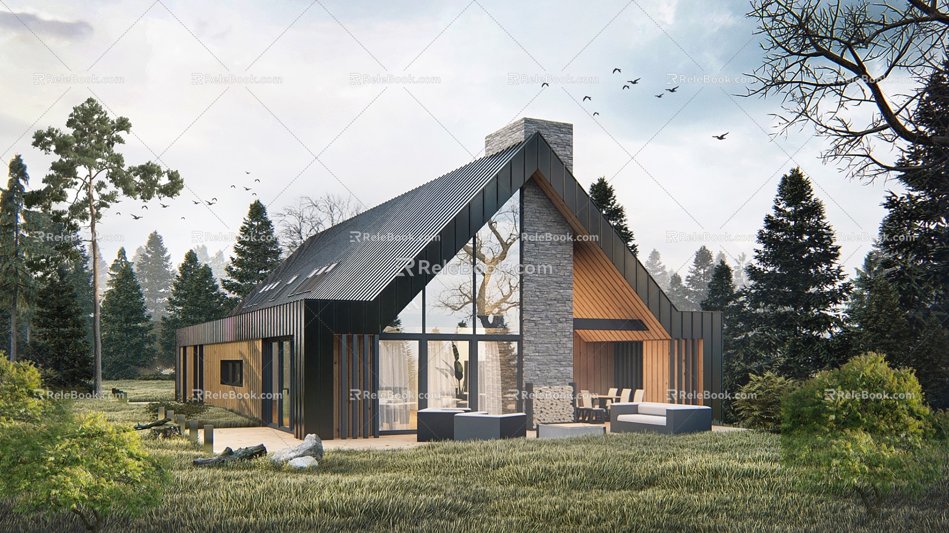 Modern single-family villa homestay building self-built house 3d model