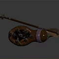 Medieval Weapon Quiver With Wrapped Body And Multiple Orange Arrows Spiked Base
