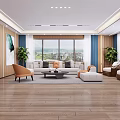 Modern Hotel Lobby With Sofa Coffee Table TV Marble Wall And Wooden Elements