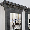 Modern Roman Columns With Mirror Panels And Carved Bases On Checkerboard Floor