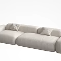 Modern Beige Sectional Sofa With Soft Upholstery And Decorative Pillows 3d model
