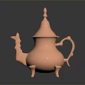 Ornate Copper Teapot With Traditional Carved Patterns Decorative Base And Handle