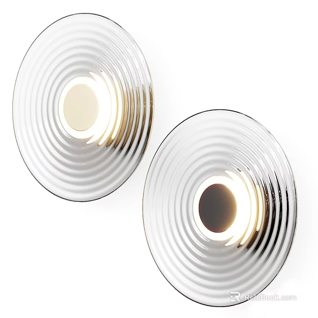 Modern Circular Rippled Design Wall Lamps with Illuminated Center for Indoor Decorative Use 3d model 