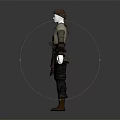 Adventurous Human Character in Beige Tunic with Brown Belt Dark Pants and Brown Boots