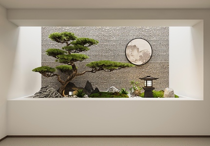 New Chinese Style Basement Patio Indoor Landscape Plant Landscape 3d model