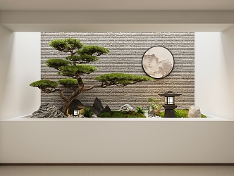 New Chinese Style Basement Patio Indoor Landscape Plant Landscape 3d model