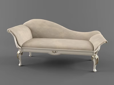 Elegant Beige Chaise Lounge With Classical Design And Ornate Silver Legs 3d model