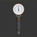Precision Pressure Gauge With Round White Dial Brown Casing Textured Metal Handle