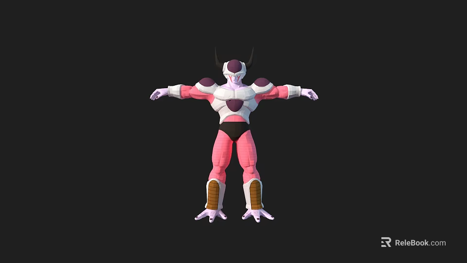 Game And Movie Character With Pink White Body Horns Armor And Brown Boots 3d model 