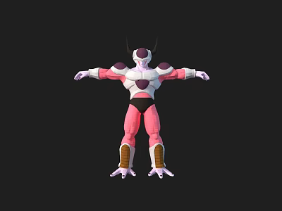 Game And Movie Character With Pink White Body Horns Armor And Brown Boots 3d model
