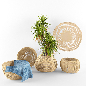 Southeast Asia Storage Basket Decorations 3d model