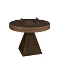 Elegant Round Game Table With Conical Brass Base And Chessboard Pieces 3d model