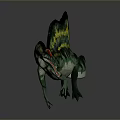 Standing Spinosaurus Dinosaur With Green Yellow Sail And Red Head Body Model