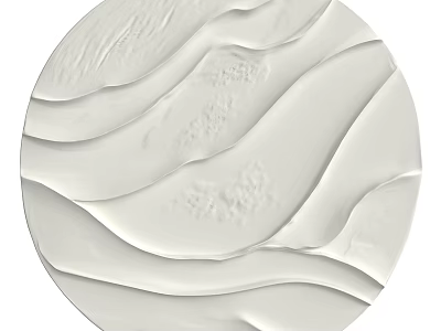 White Round Ceramic Ornament With Wavy Textured Surface For Home Decor 3d model