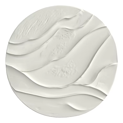 White Round Ceramic Ornament With Wavy Textured Surface For Home Decor 3d model