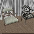 Leisure Chairs With Wooden Frame Armrests And Upholstered Seats In Light Green And Dark Floral