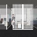 Modern Public Office Space With Grid Partition And Open Layout Design 3d model