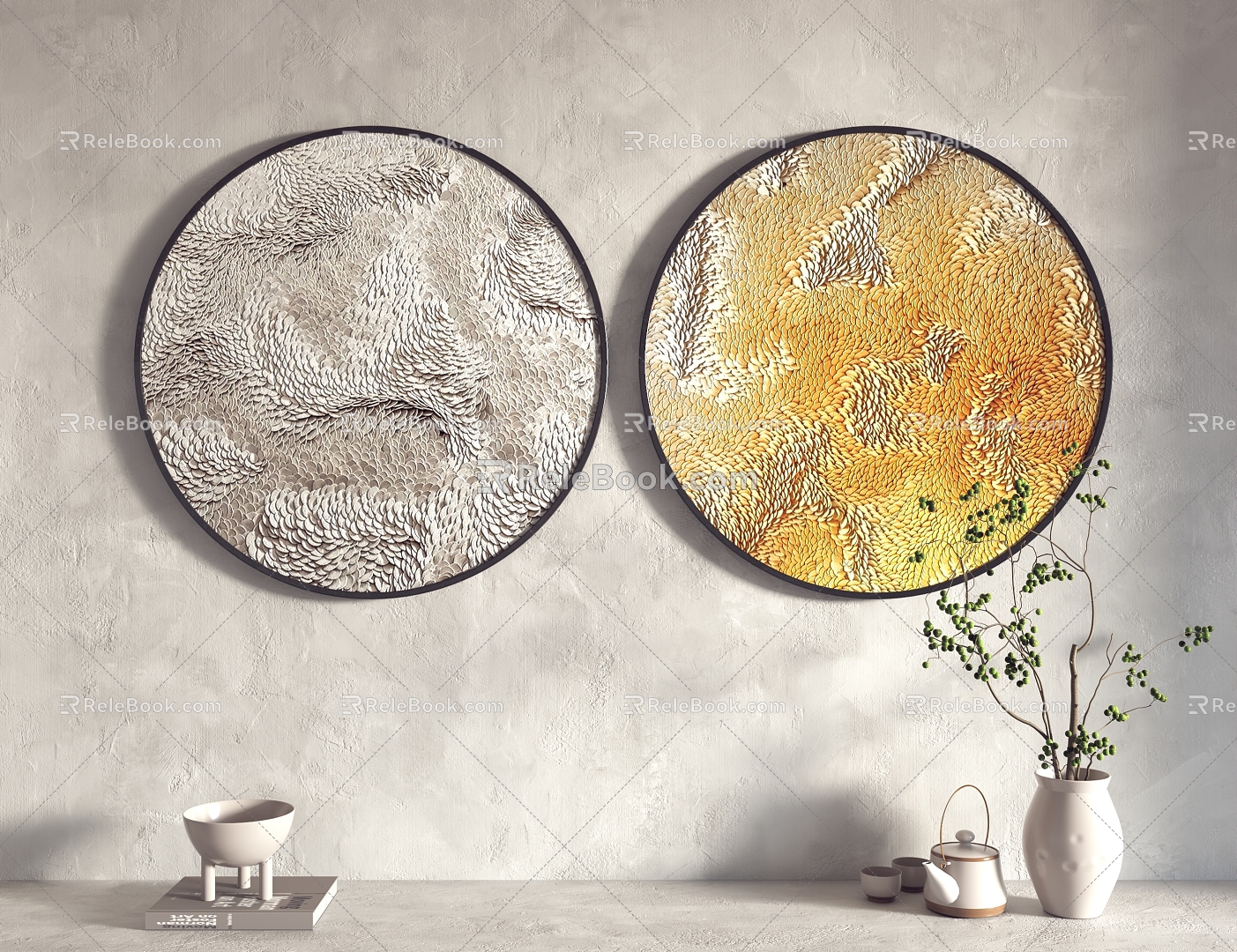 Modern Round Frame Painting Hanging Painting Decorative Painting 3d model