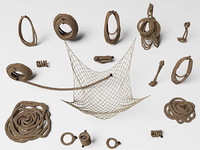 Collection Of Ropes And Net In Various Shapes 3d model