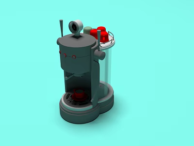 Compact Modern Electric Coffee Maker With Red Accents For Home Kitchen Daily Use 3d model