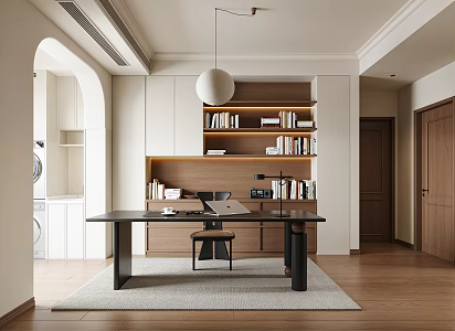 Middle Ancient Study Retro Study Middle Ancient Chandelier Middle Ancient Bookcase Middle Ancient Desk Middle Ancient Single Chair Washing and Drying suit 3d model
