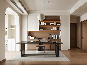 Middle Ancient Study Retro Study Middle Ancient Chandelier Middle Ancient Bookcase Middle Ancient Desk Middle Ancient Single Chair Washing and Drying suit 3d model