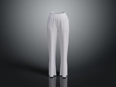 Elegant High Waisted White Straight Leg Pants With Comfortable Fit And Modern Design 3d model