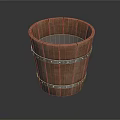 Rustic Wooden Bucket Shaped Decorative Ornament Set With Metal Bands For Home Decor