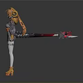 Mythical Fantasy Character With Creature Inspired Headdress And Black Orange Armor