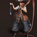 Cowboy Character With Tentacle Like Creature And Tools In 3D Model Design 3d model