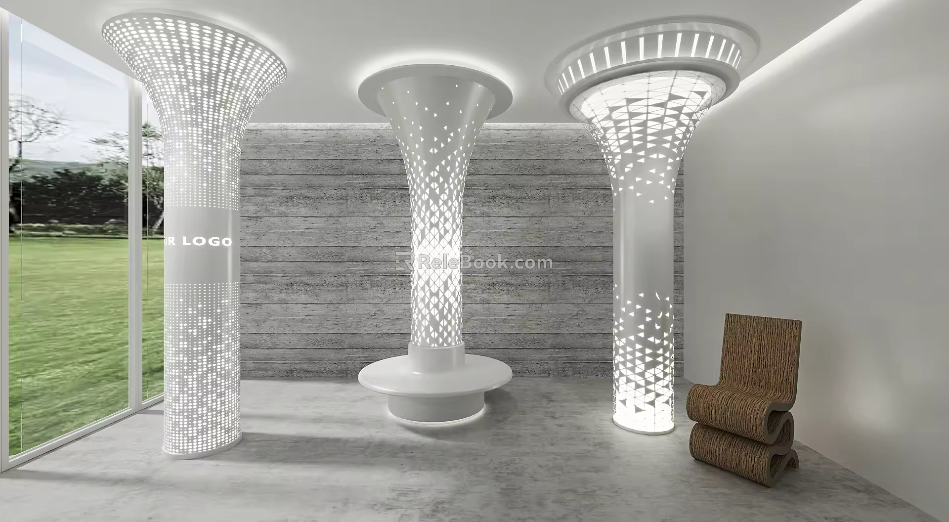 luminous column modeling column perforated plate 3d model