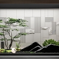 Modern Atrium Landscape Landscaping Patio Landscaping Indoor Plants Plant Pile Stone 3d model