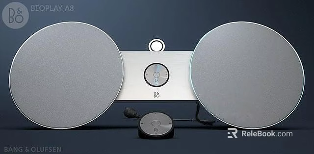 Modern Audio Speaker System With Dual Circular Speakers Central Control Panel And Remote Base Design 3d model 