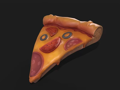 Delicious Pizza Slice with Pepperoni Black Olives Melted Cheese and Golden Crust 3d model