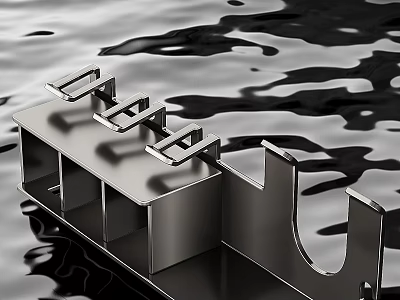 E-commerce scene water surface modern shelf water products 3d model
