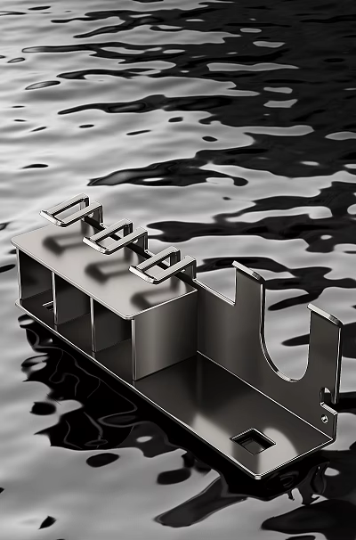 Sleek Modern Metal Bathroom Accessories Storage Rack With Multiple Compartments And Smooth Surface 3d model