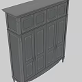 Elegant Dark Gray Wardrobe Featuring Carved Details Decorative Trim Multi Door Design and Sturdy Legs