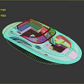 Modern White Speedboat with Blue Accents Transparent Windshield and Brown Interior Seats for Water Transportation