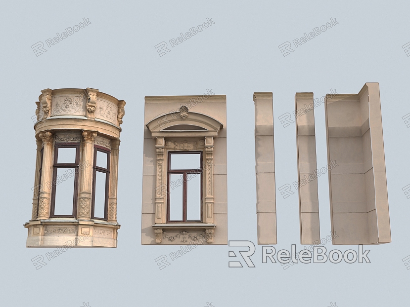 European-style stigma Roman column carved column window combination model