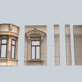 European-style stigma Roman column carved column window combination 3d model