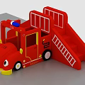 Kindergarten Red Fire Truck Toy With Ladder And Blue Siren Light For Kids Playtime