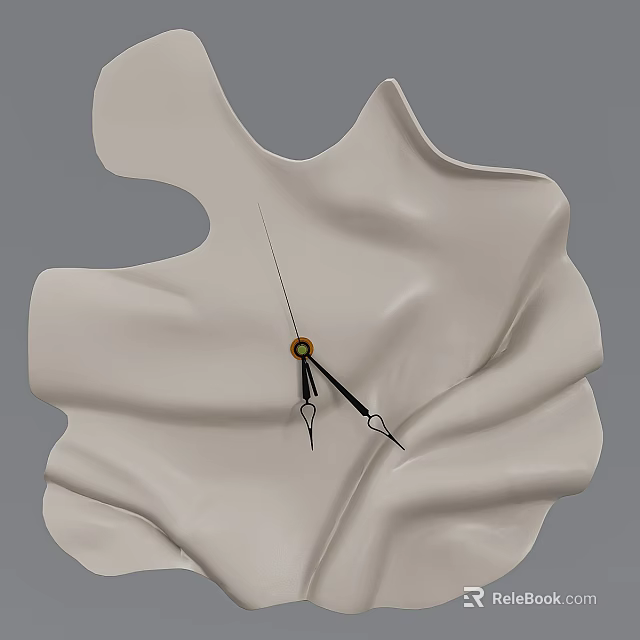 White Wavy Design Modern Wall Clock With Irregular Shape And Black Hands 3d model