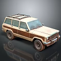Vintage SUV With Beige And Brown Exterior And Roof Rack Design