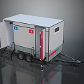 Gray And White Portable Toilet Trailer With Doors Steps And Trailer Hitch