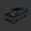 Retro Futuristic Household Storage Case Featuring Glowing Blue Accents Digital Control Panel And Metal Design