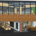 Modern Specialty Store Interior With Glass Facade Wooden Decor And Display Shelves