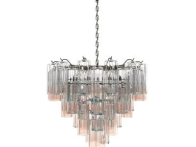 Elegant Multi Tier Crystal Chandelier With Glass Pendant And Metal Chain Hanging Fixture 3d model